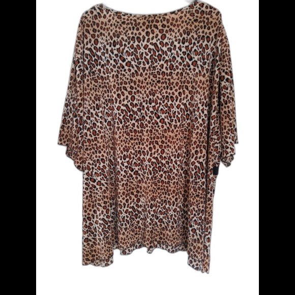 Maggie Barnes Womens Brown/Black Animal Print Baby Doll with Cami Blouse, 5X - Picture 4 of 5